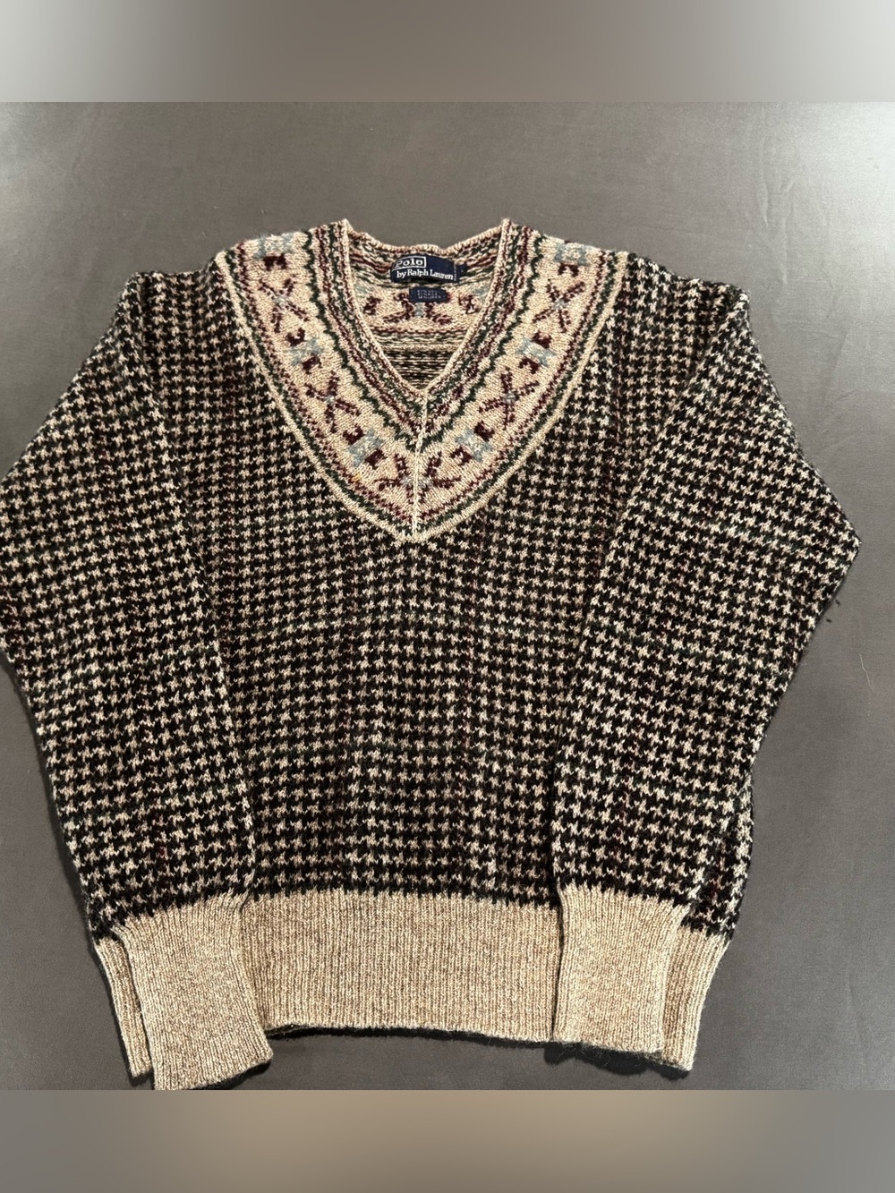Vintage 1980s Polo Ralph Lauren Wool Silk Sweater Men’s L Fair Isle